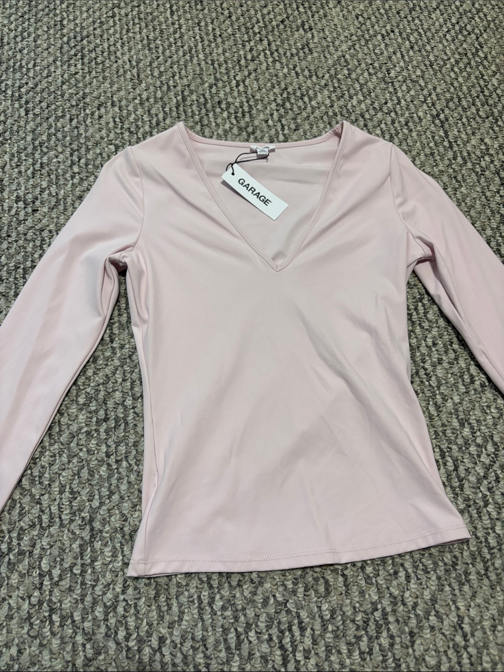 Garage Light Blush V-Neck Long Sleeve Top